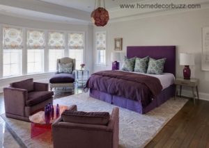 Beautiful purple bedroom interior decor