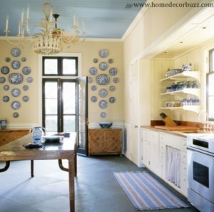 Lovely yellow-blue kitchen interior design