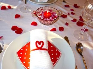 Elegant romantic table decoration for valentine day