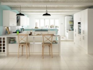 Porcelain Tiles installation on kitchen floor