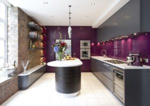 Purple-grey kitchen design decor