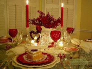 Romantic dinner table for valentine day celebration