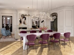 Lovely dining table made of white marble