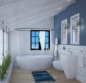 Beautiful blue bathroom design