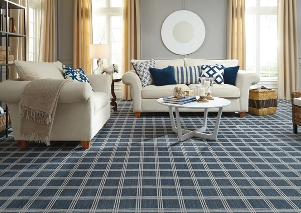 living room with beigh carpet